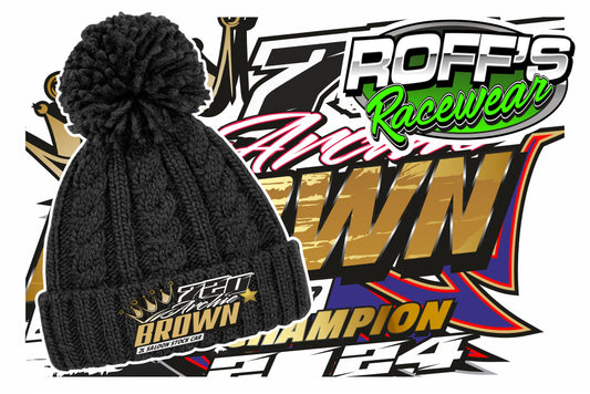 #720 Archie Brown Bobble Hat (Embroidery)